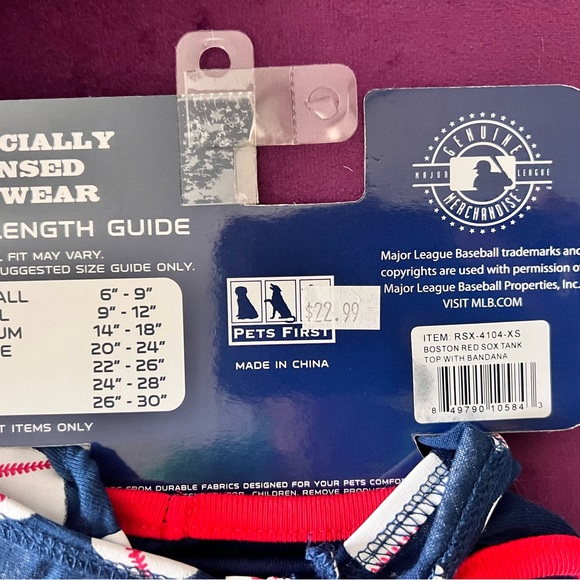 Xsmall MLB Red Sox dog tank top with bandana - Picture 4 of 5